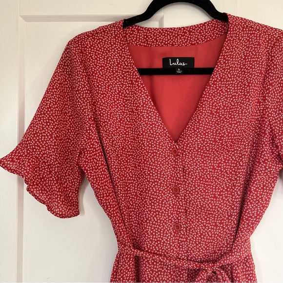 Lulu’s Castana Rust Red Print Button-Up Dress Size Small - Picture 11 of 12